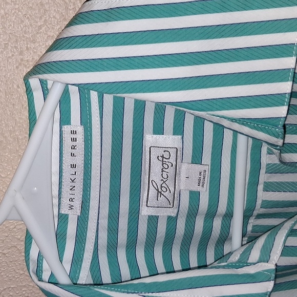 Foxcroft Wrinkle Free Striped Button Front L - Picture 4 of 7
